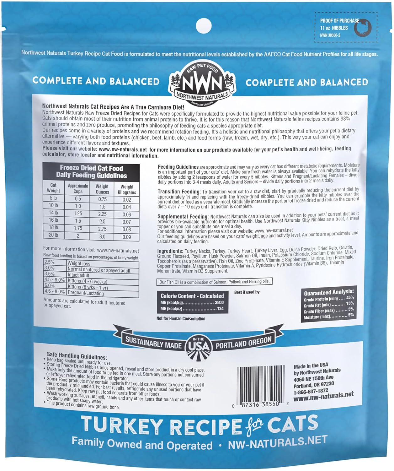 Northwest Naturals Freeze - Dried Turkey Cat & Kitten Food