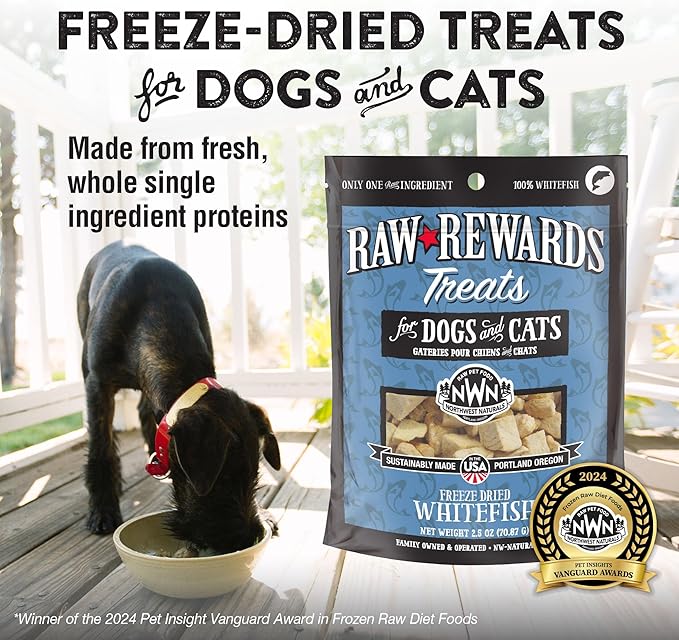Northwest naturals raw rewards dog & cat treats freeze dried white fish 2.5oz