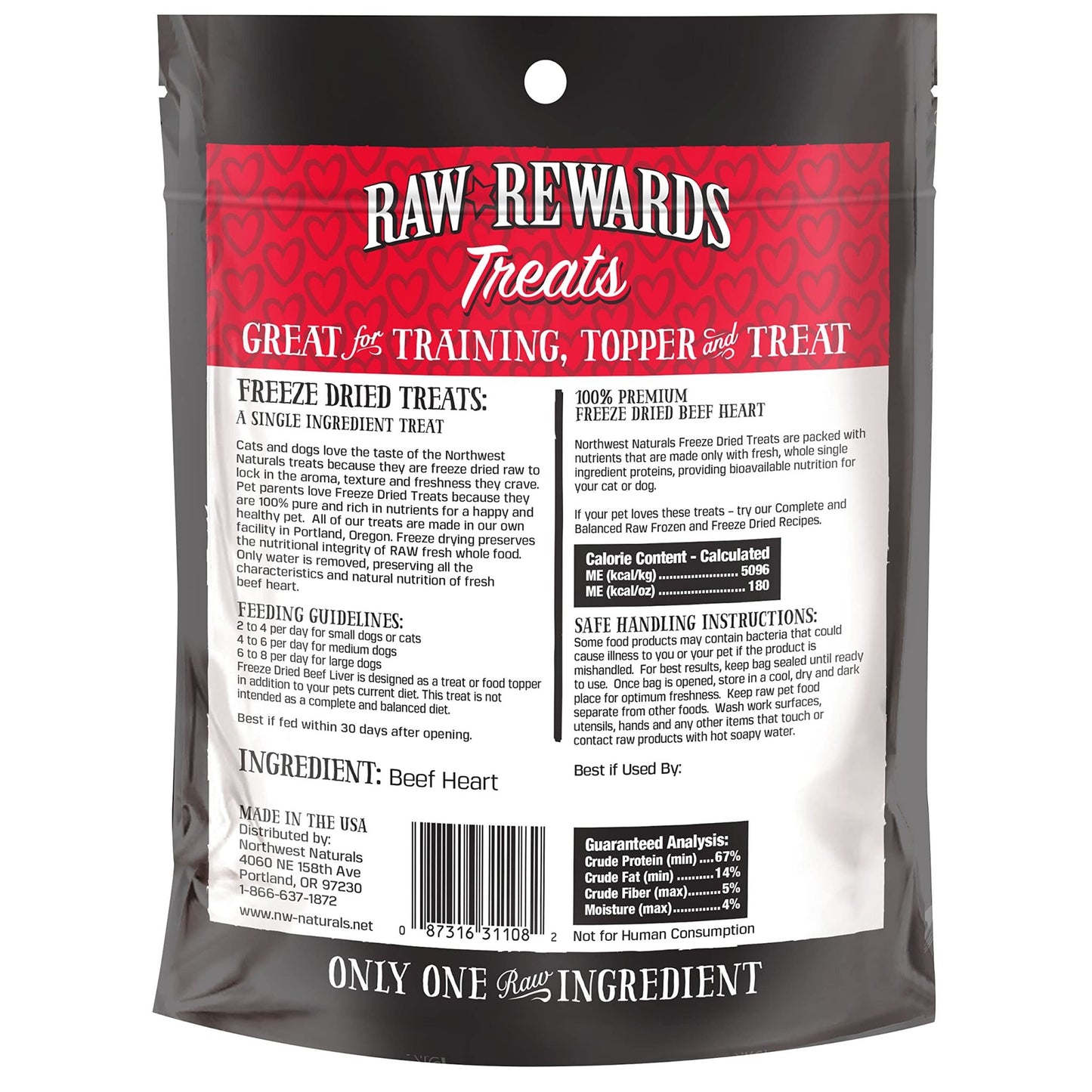 Northwest Naturals Raw Rewards Freeze - Dried Beef Heart Treats - 3 oz
