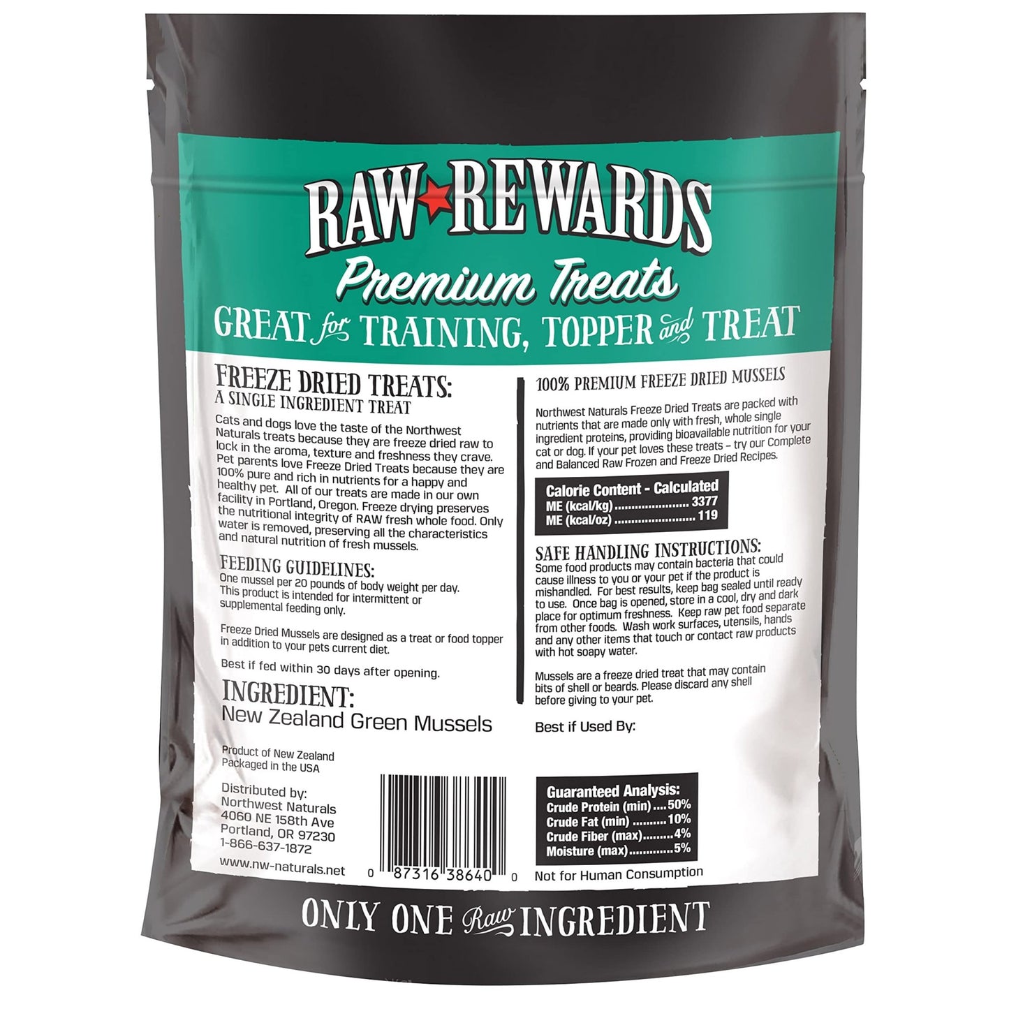 Northwest Naturals Raw Rewards Freeze - Dried Green Lipped Mussel Treats - 2 oz