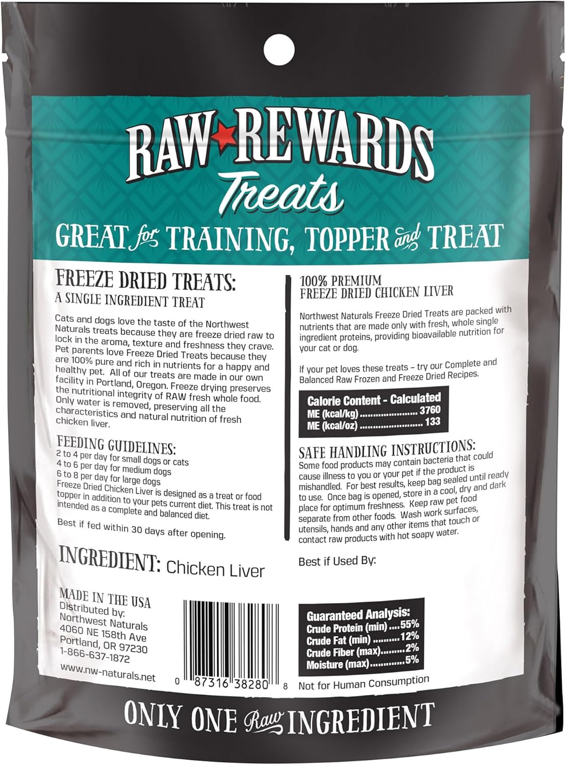 Northwestnaturals raw rewards freeze dried chicken liver 3oz dog & cat treats