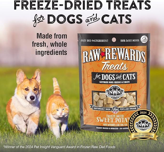 Northwestnaturals raw rewards freeze dried sweet potato dog & cat treats 2oz