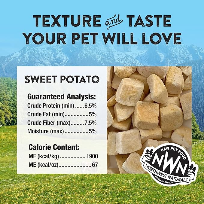 Northwestnaturals raw rewards freeze dried sweet potato dog & cat treats 2oz