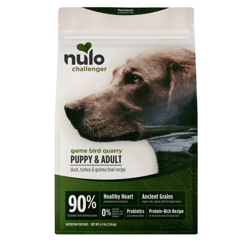 Nulo challenger game bird quarry puppy & adult duck, turkey & Guinea fowl recipe dry dog food kibble 4lbs