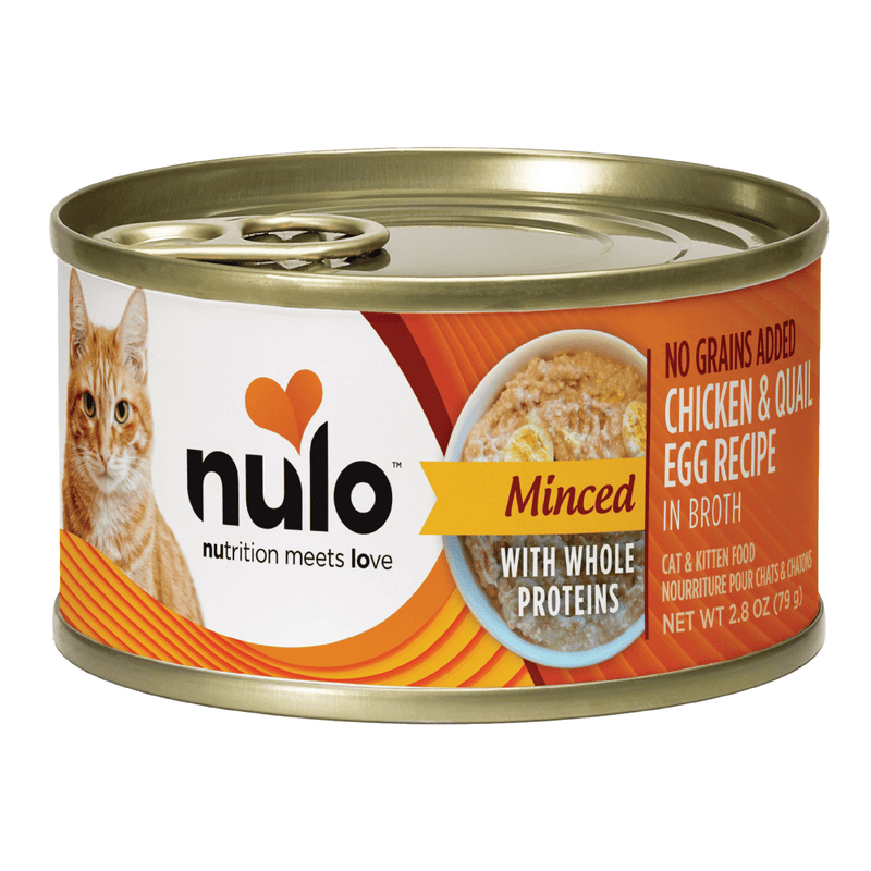 Nulo minced chicken & quail egg recipe in broth canned cat food 2.8oz
