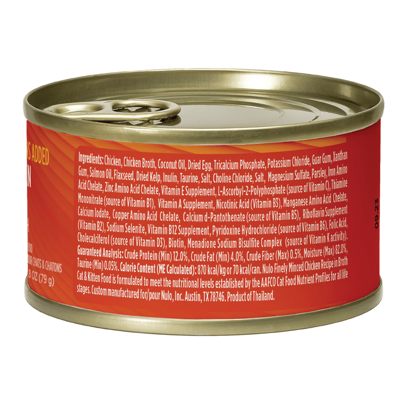 Nulo minced chicken recipe in broth wet canned cat & kitten food 2.8oz