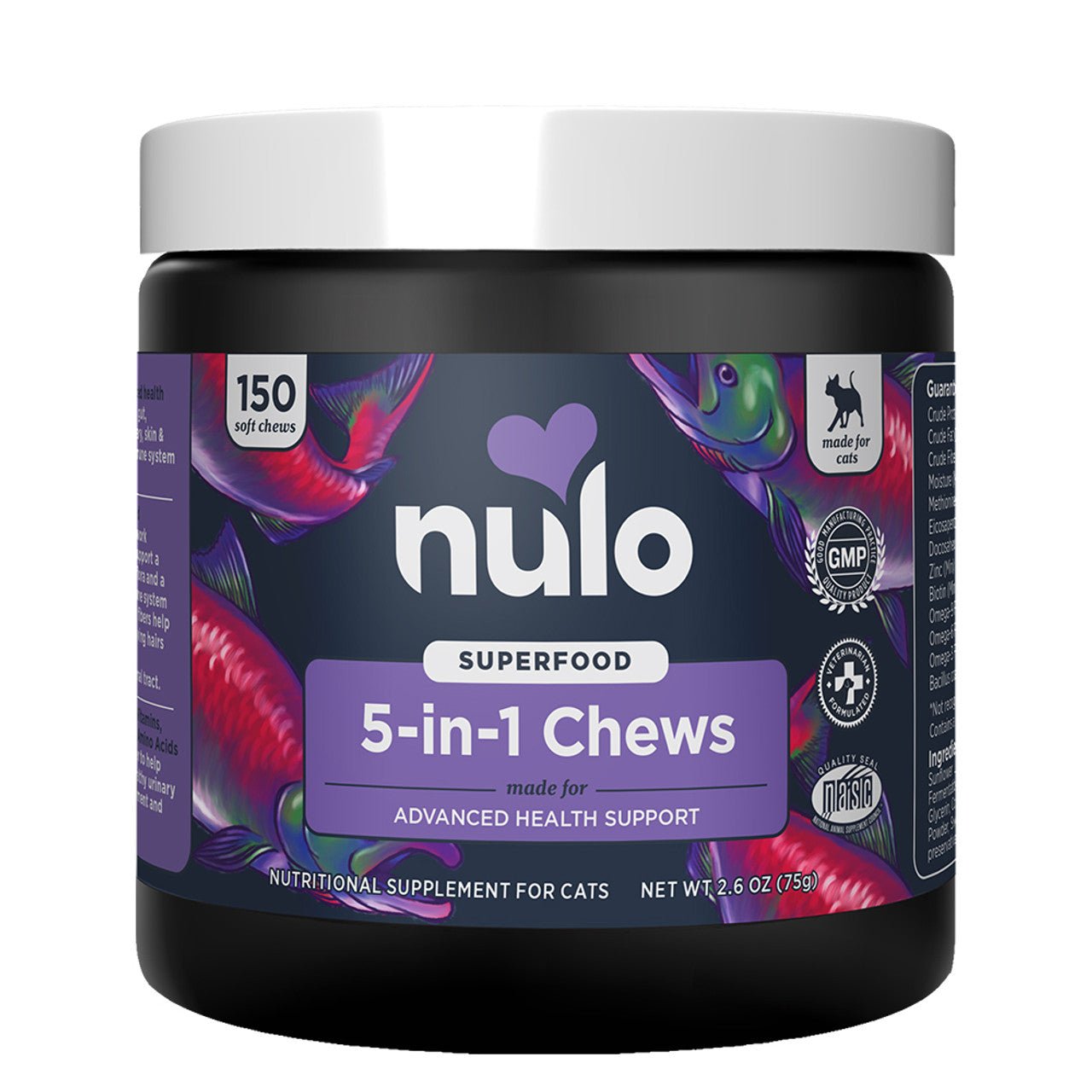 Nulo superfood 5 in 1 chews 150ct nutritional supplement for cats