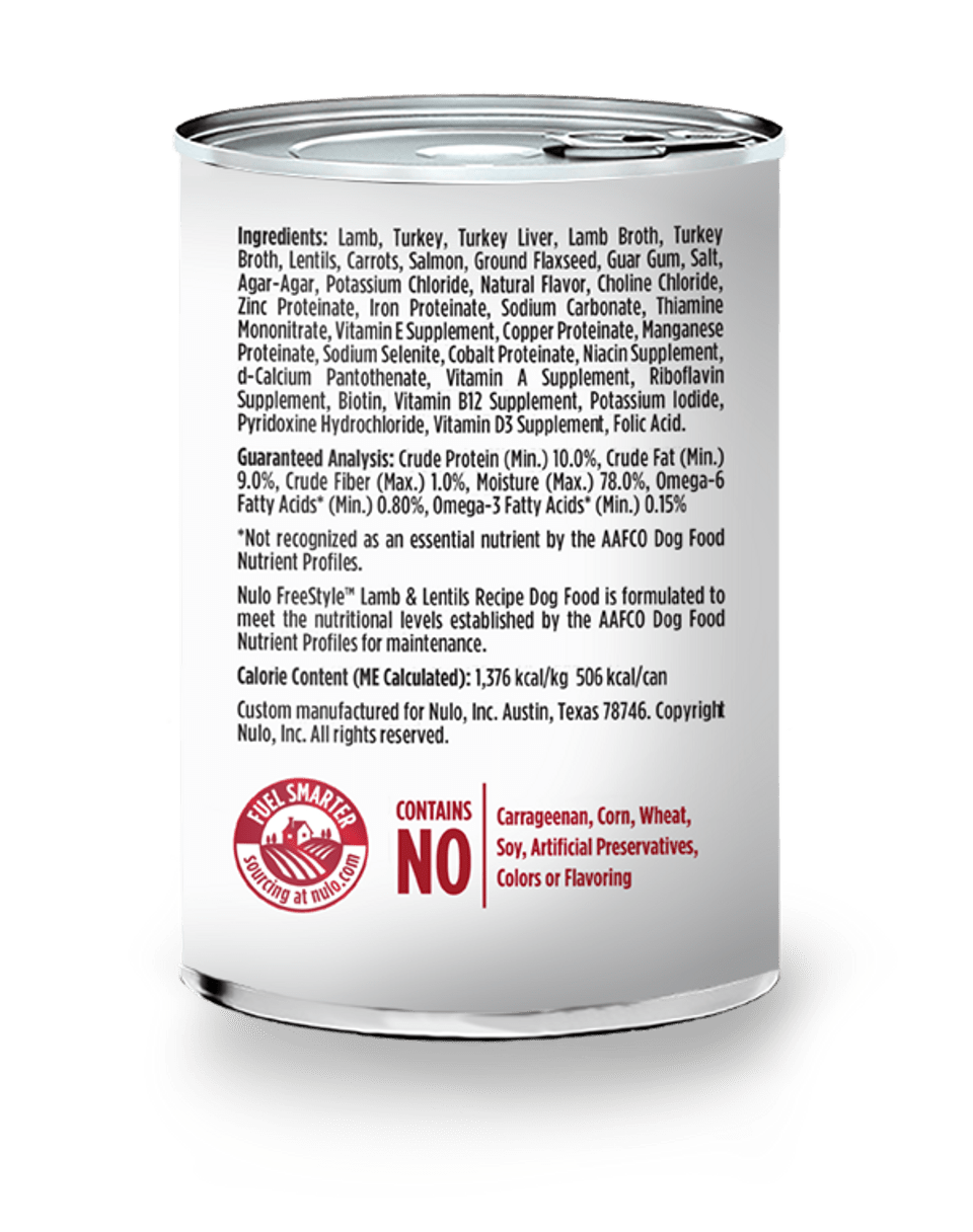 Nulo wet canned dog food lamb & lentils recipe 13oz