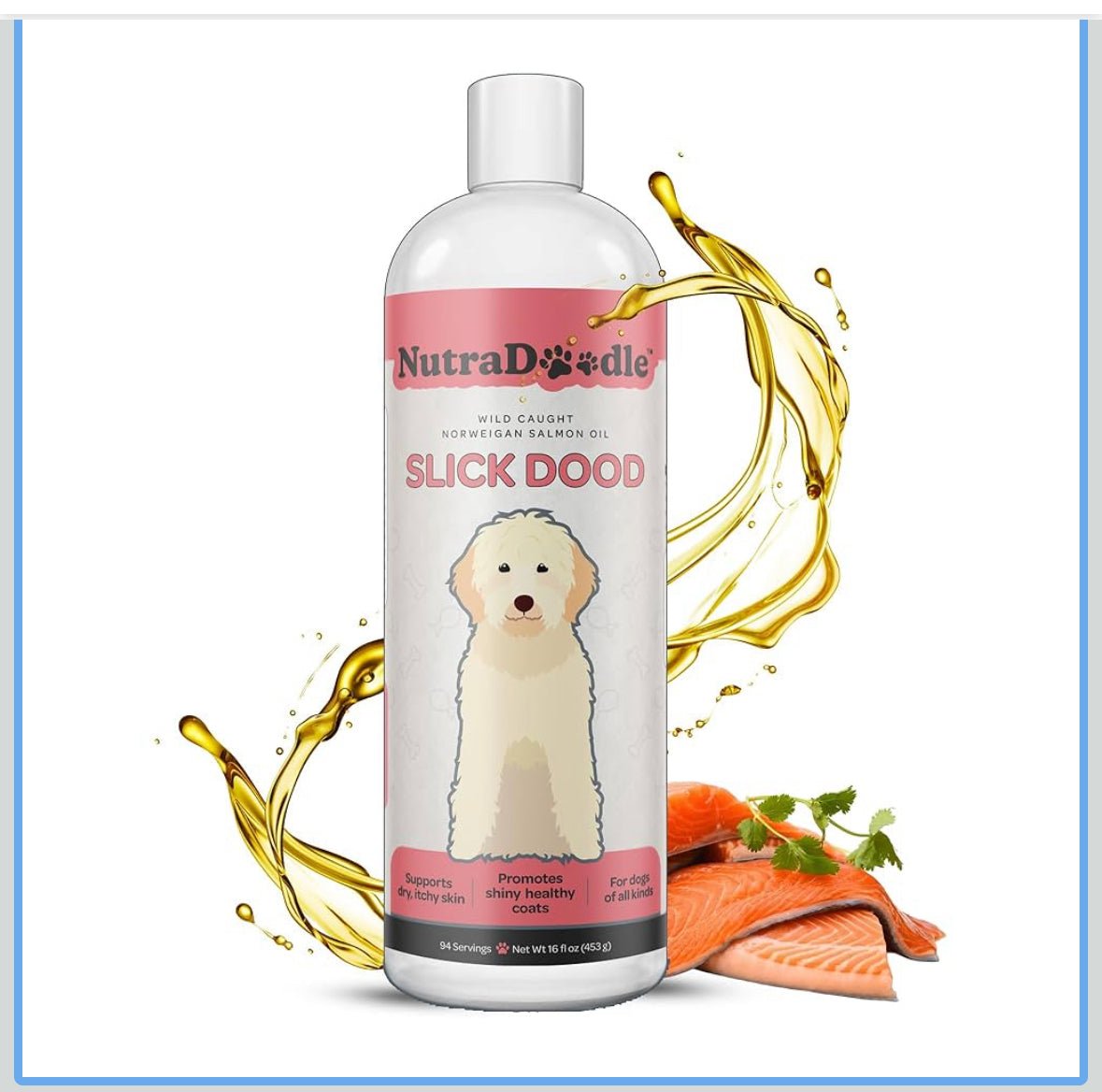 Nutradoodle wild caught Norwegian salmon oil 16oz bottle
