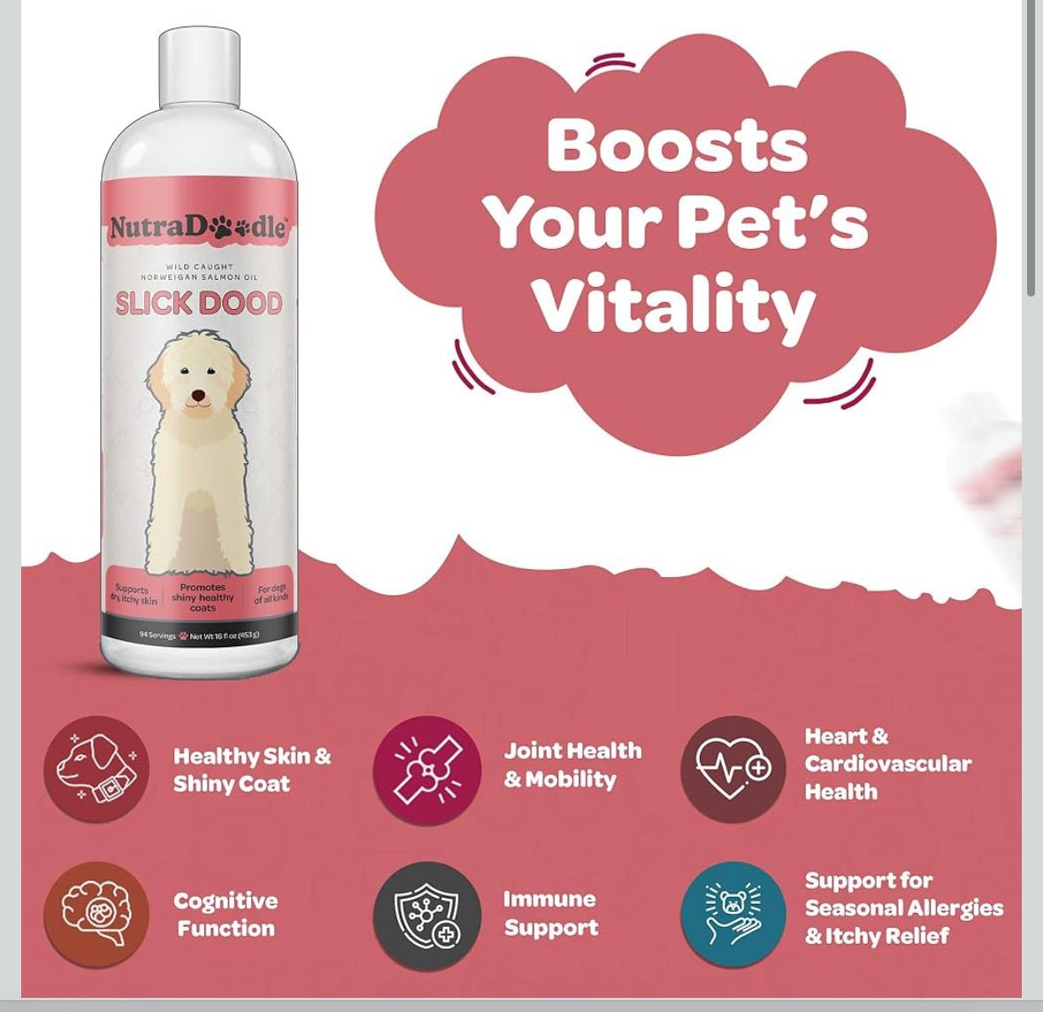 Nutradoodle wild caught Norwegian salmon oil 16oz bottle