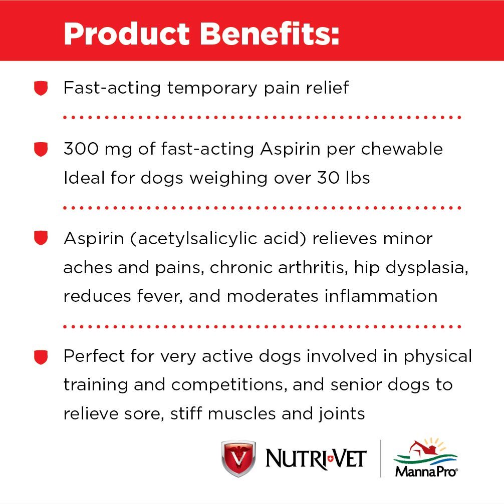 Nutri - Vet Aspirin for Dogs | Medium to Large Dogs | 300mg
