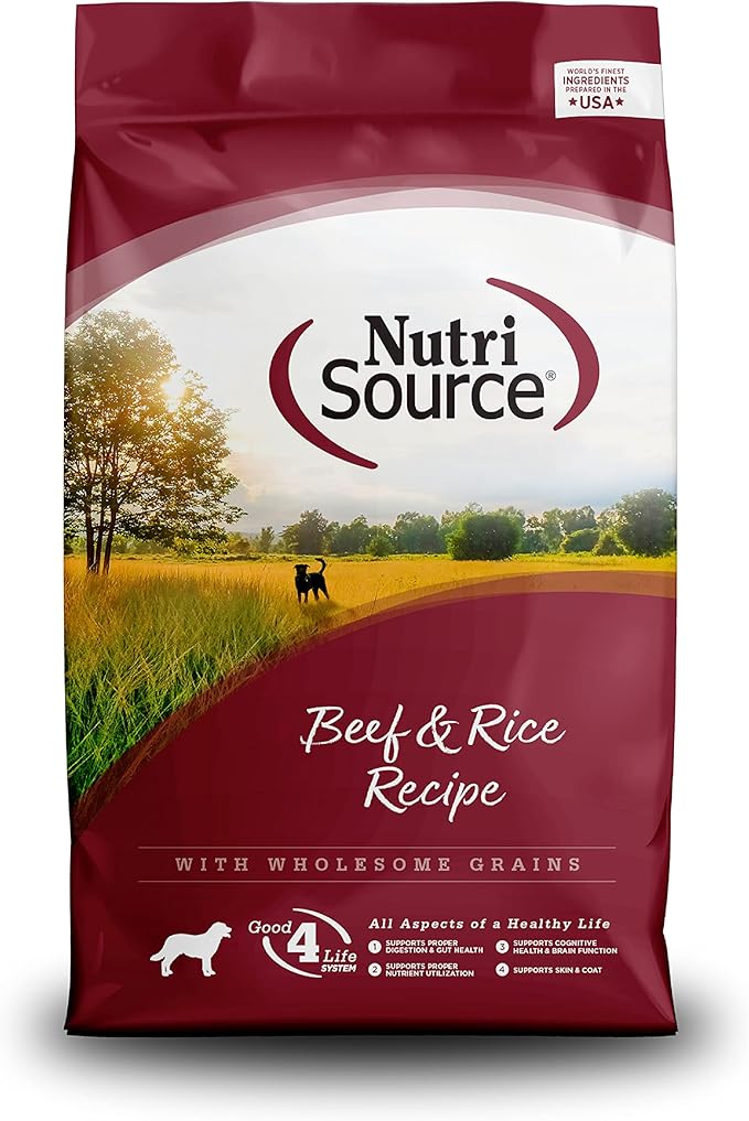 Nutrisource beef & rice recipe wholesome grains 15lb dry dog kibble