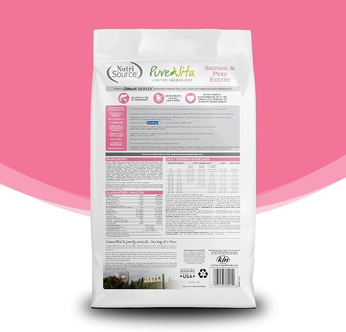 Nutrisource pure vita salmon & peas entree 12lbs dry dog kibble