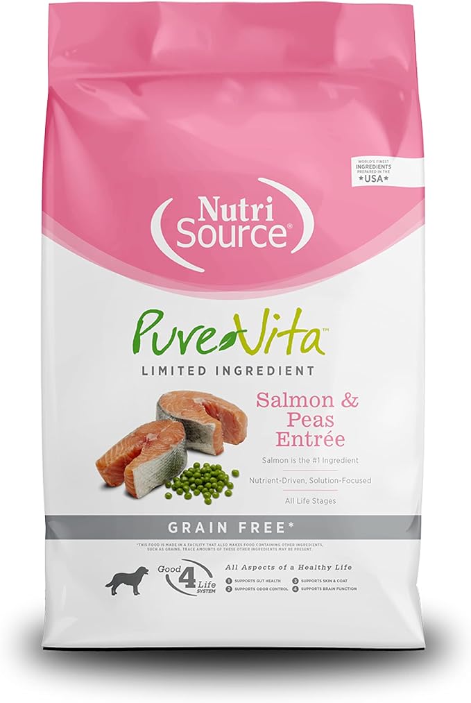 Nutrisource pure vita salmon & peas entree dry dog food kibble 15lbs