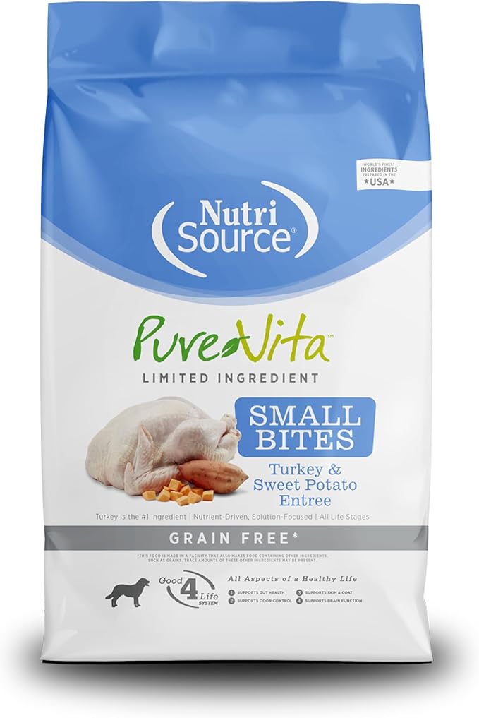 Nutrisource pure vita Turkey sweet potato small bites dry dog food 12lbs