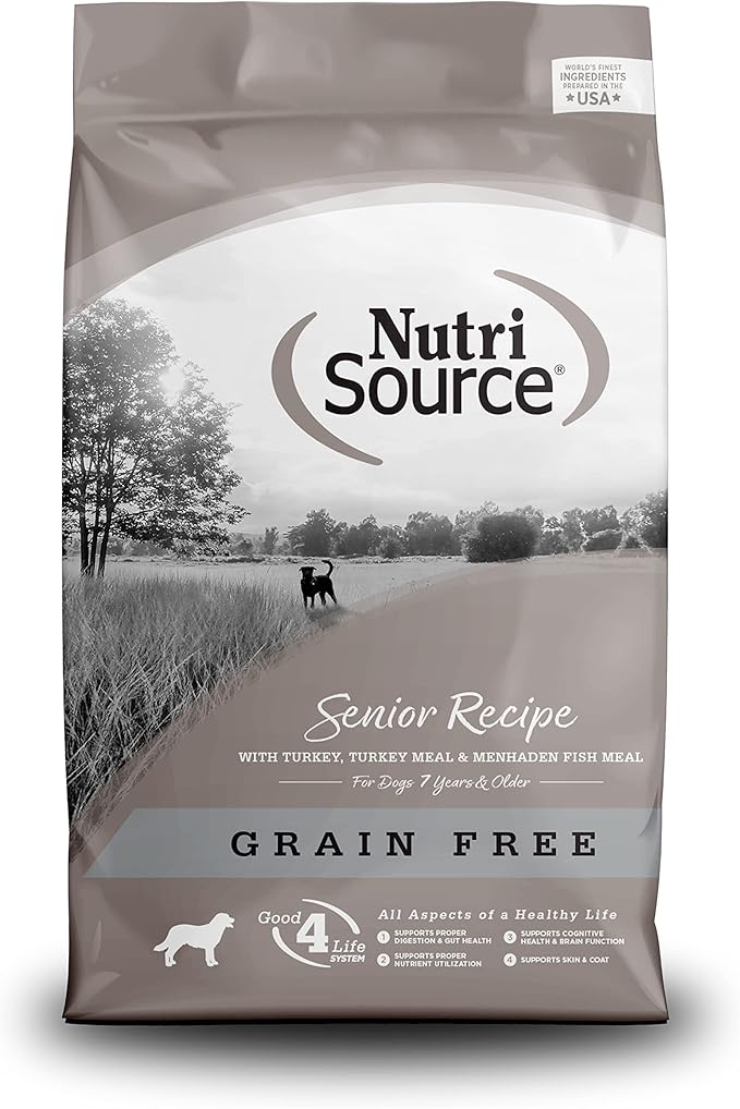 Nutrisource senior recipe grain free Turkey meal dry dog kibble 4lbs