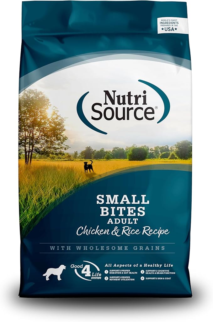 Nutrisource small bites adult chicken & rice 4lb wholesome grains