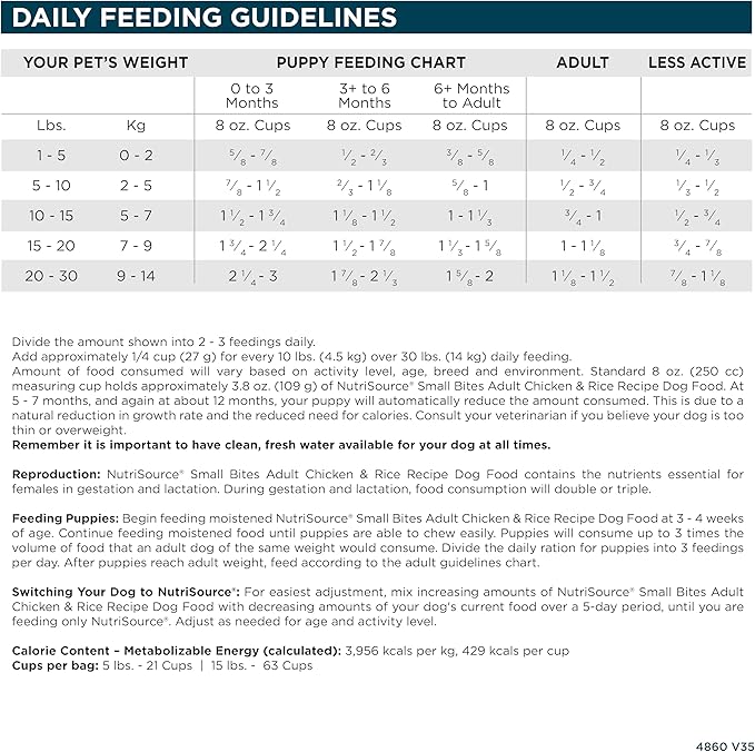 Nutrisource small bites adult chicken & rice 4lb wholesome grains