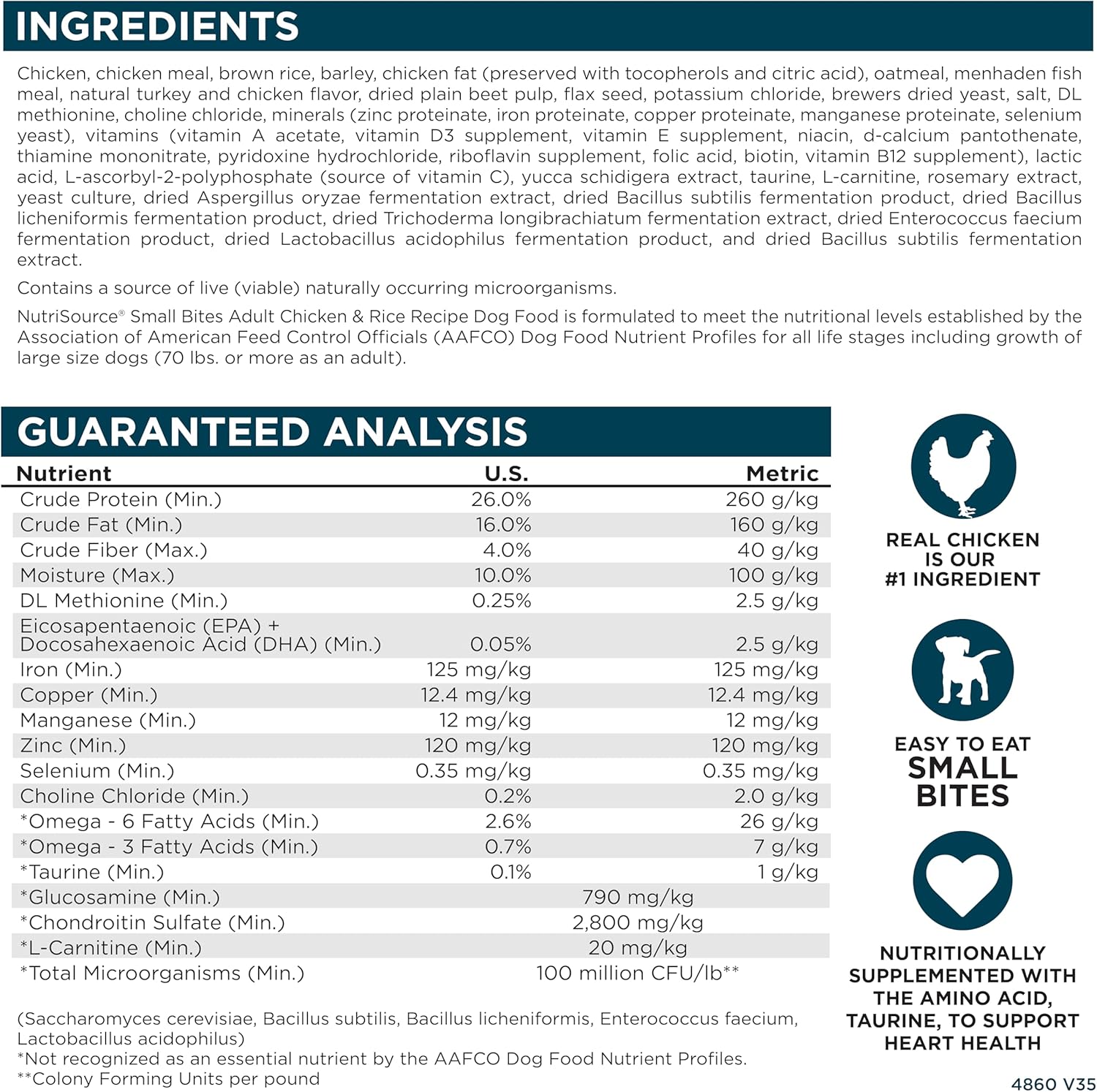 Nutrisource small bites adult chicken & rice 4lb wholesome grains