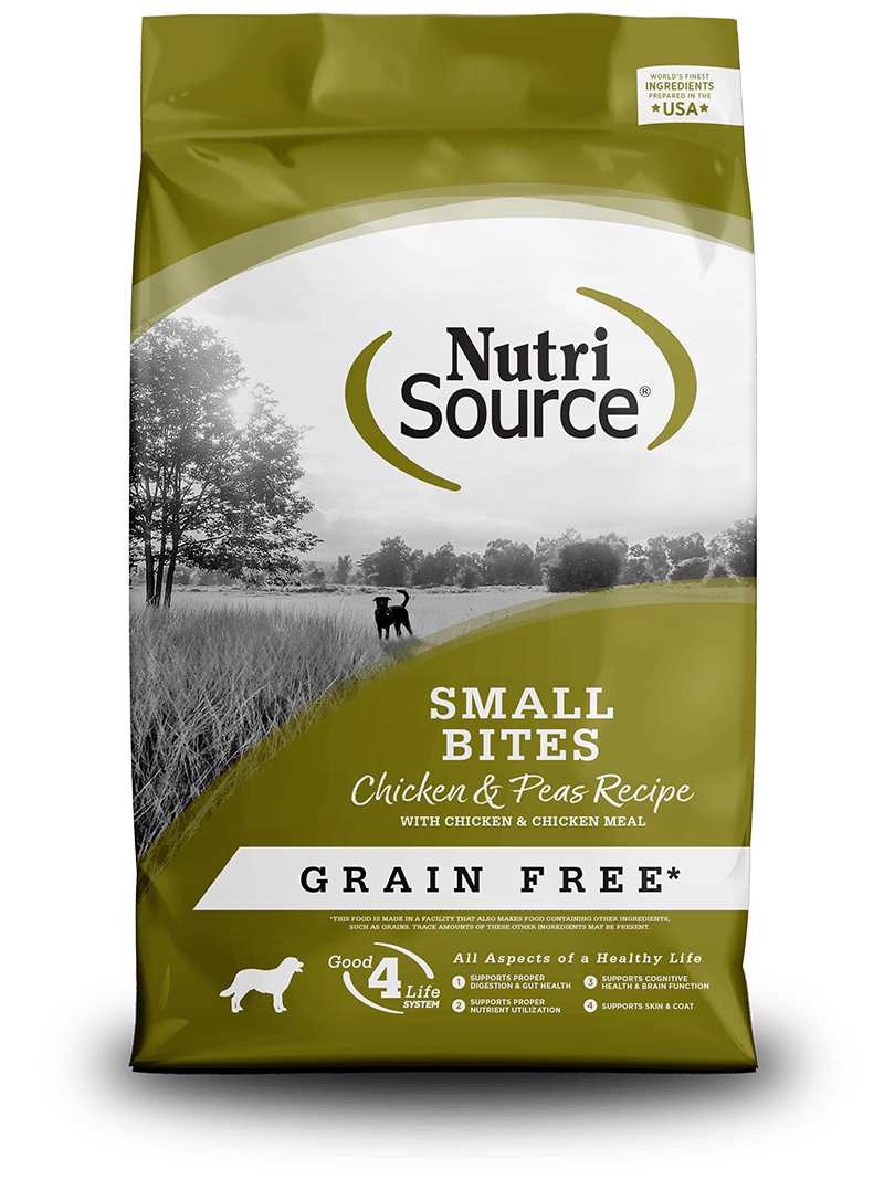 Nutrisource small bites chicken & pea recipe grain free 4lb dry dog kibble