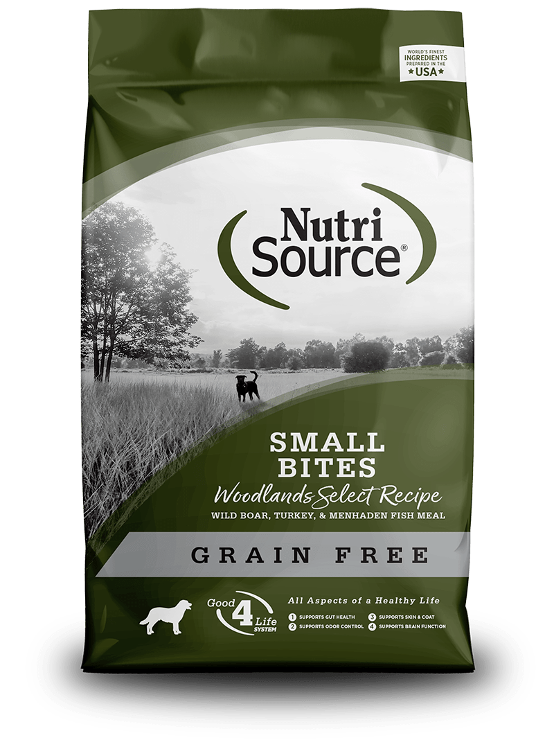 Nutrisource small bites woodlands select recipe grain free dry dog kibble 4lb bag