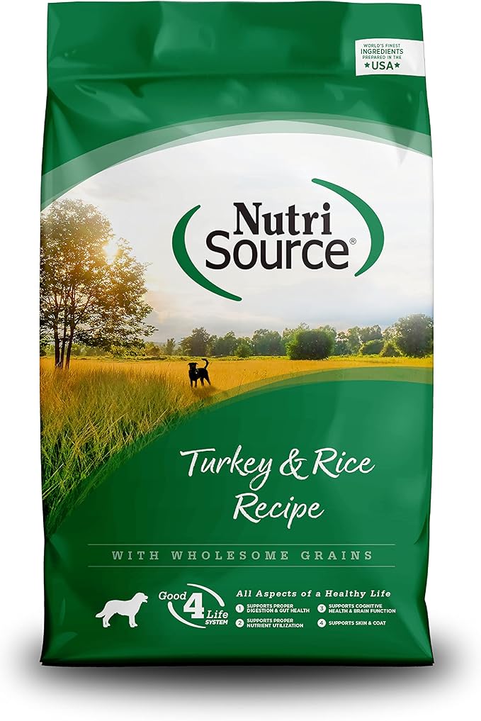 Nutrisource Turkey rice wholesome grains 26lb dry dog kibble