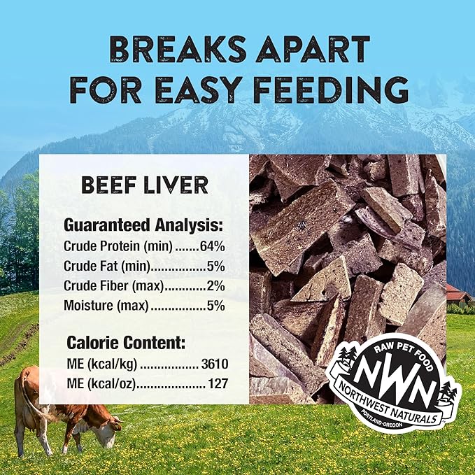 NWN northwest naturals raw rewards freeze dried beef liver dog cat treats 3oz