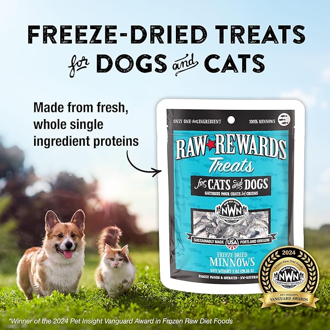 NWN Northwestnaturals freeze dried minnows dog cat treats 1oz