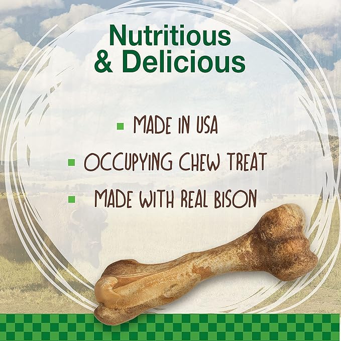 Nylabone healthy edibles real bison large dog treat 4.9ozn