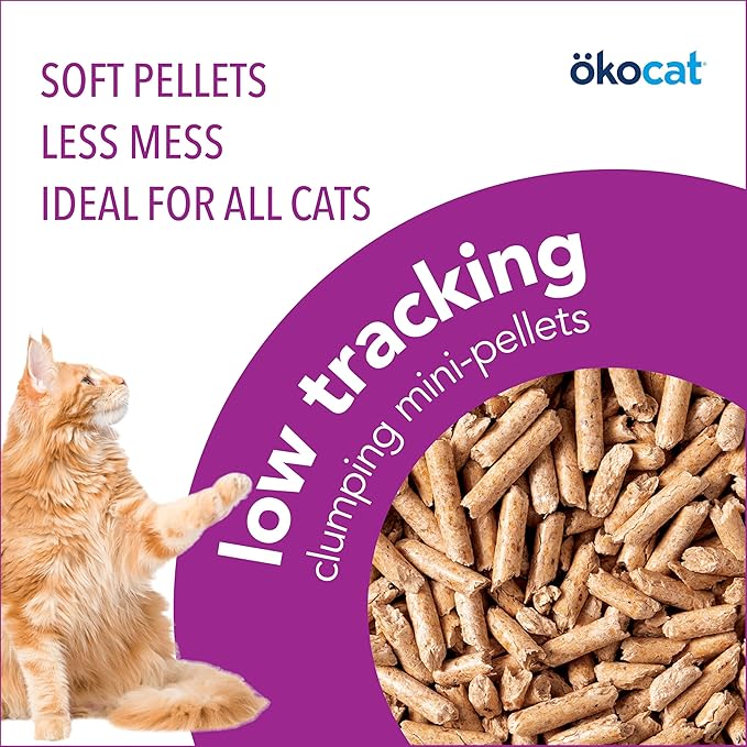 Okocat plant based cat litter clumping mini pellets 21.5lb cat litter