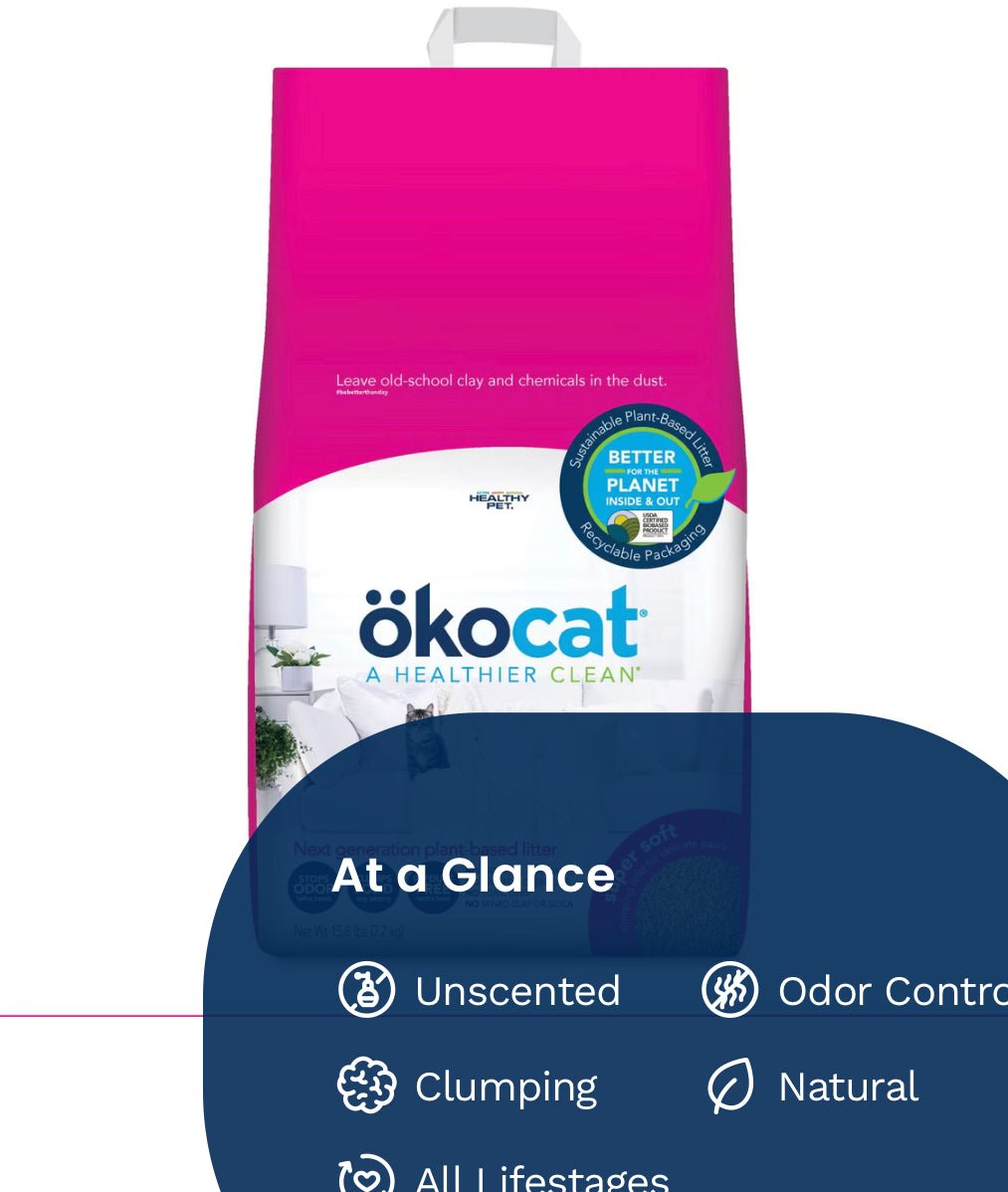 Okocat Super Soft Clumping Wood Delicate Paws Cat Litter, 15.8 lbs