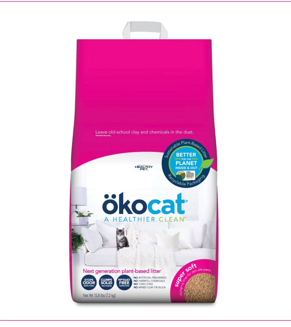 Okocat Super Soft Clumping Wood Delicate Paws Cat Litter, 15.8 lbs