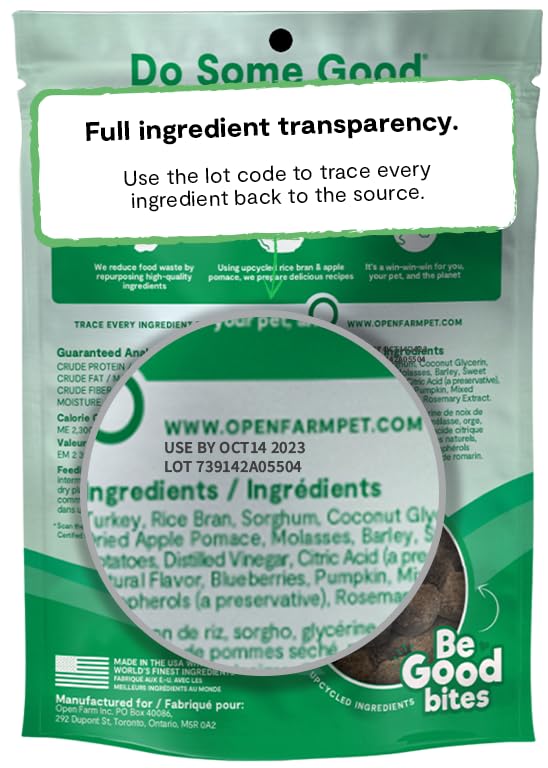 Open Farm Dehydrated Dog Treats, Gently Cooked Recipe with Natural Simple Ingredients and No Artificial Flavors or Preservatives (1 Pack Training Treats Turkey)