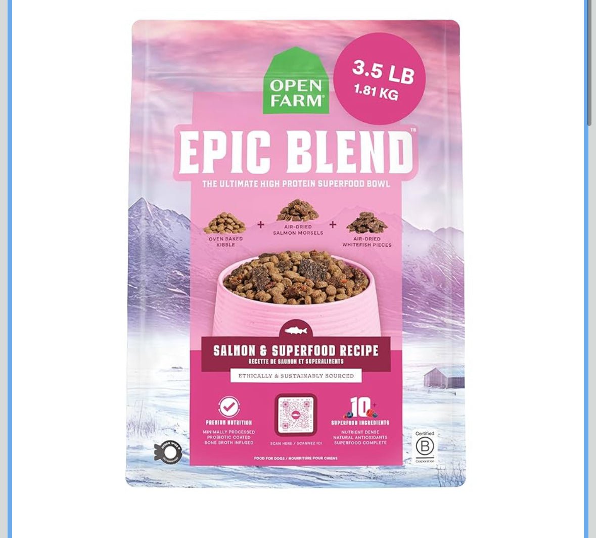 Open farm epic blend salmon superfood recipe dog food 3.5lbs