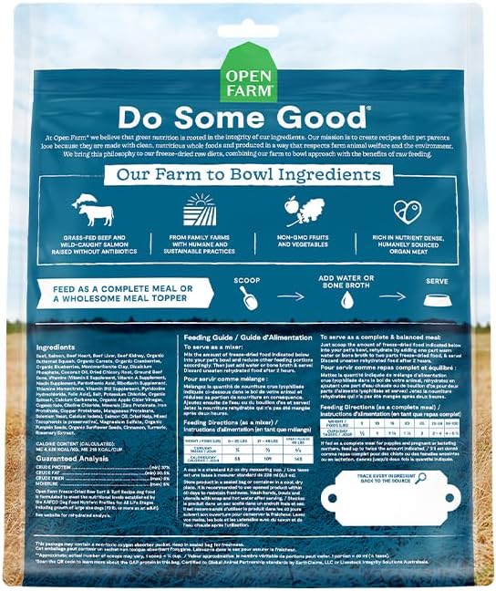 Open Farm Freeze Dried Raw Dog Food, Humanely Raised Meat Recipe with Non - GMO Superfoods and No Artificial Flavors or Preservatives, Surf & Turf Recipe Freeze Dried - 22oz