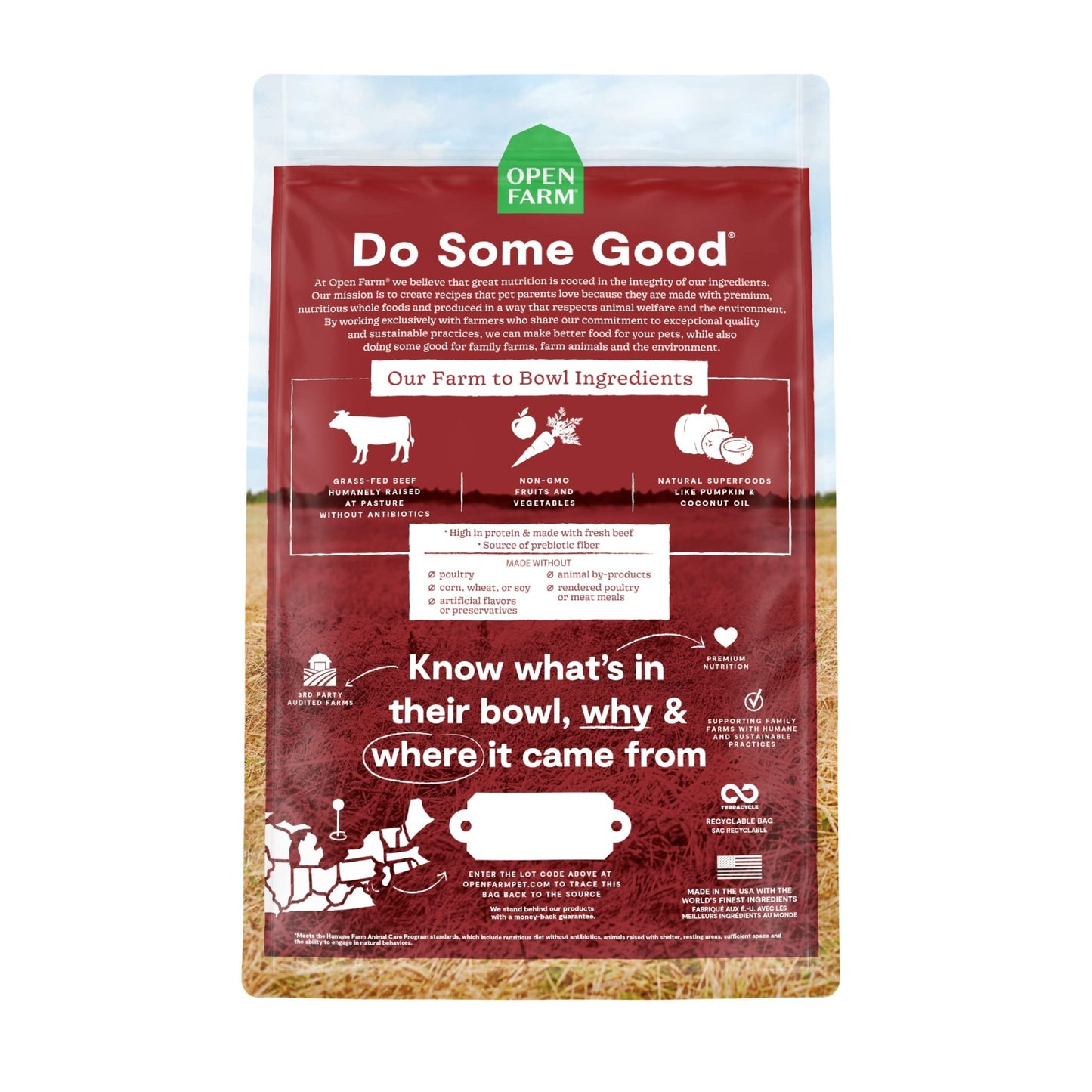 Open Farm Grass - Fed Beef Grain - Free Dry Dog Food – 100% Humanely Raised Wagyu Recipe with Non - GMO Superfoods (4 lbs)