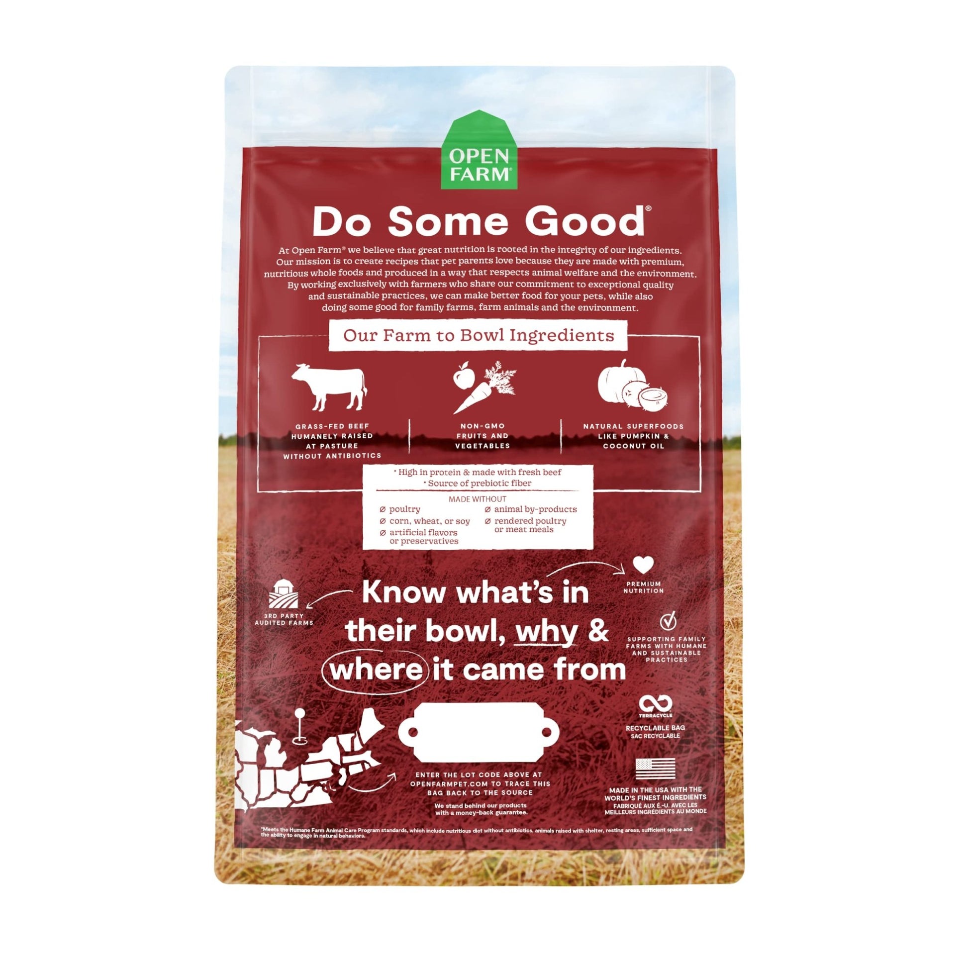 Open Farm Grass - Fed Beef Grain - Free Dry Dog Food – 100% Humanely Raised Wagyu Recipe with Non - GMO Superfoods (4 lbs)