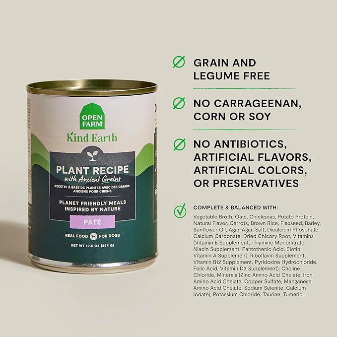 Open farm kind earth plant recipe wet canned dog food 12.5oz