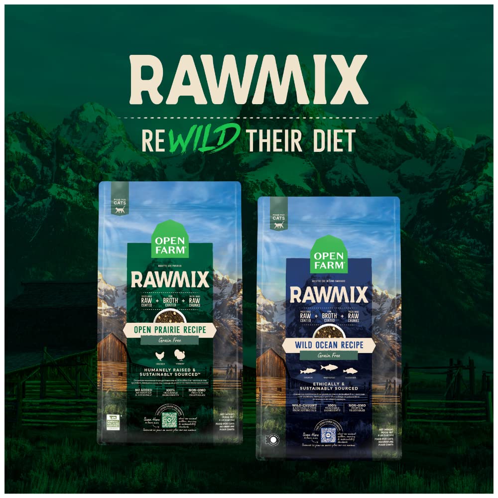 Open Farm RawMix Wild - Ocean Recipe for Cats - Humanely Raised Protein and Non - GMO Fruits and Veggies - 2.25 lb