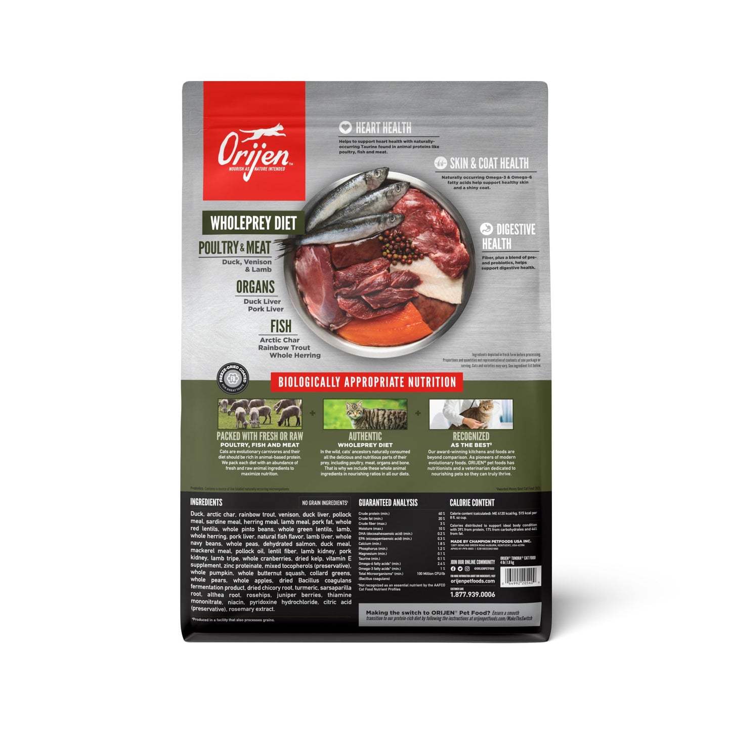 Orijen Tundra Dry Cat Food, Grain Free Cat Food For All Life Stages, Wholeprey Diet, 4Lb