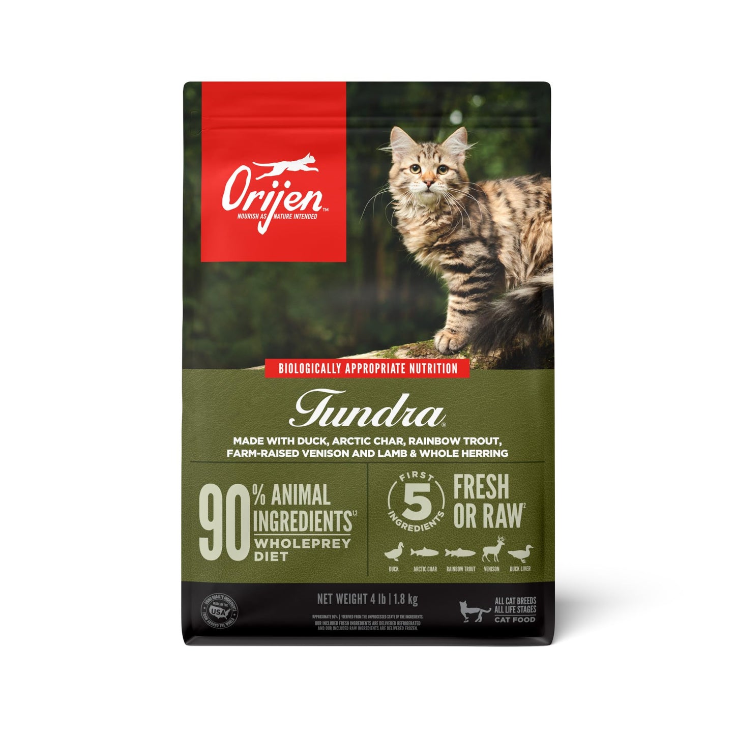 Orijen Tundra Dry Cat Food, Grain Free Cat Food For All Life Stages, Wholeprey Diet, 4Lb