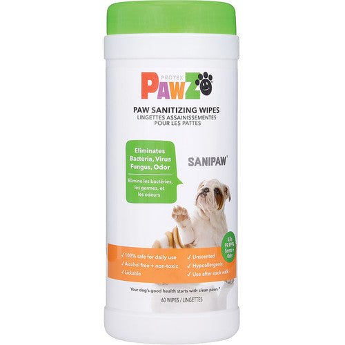 Pawz sanitizing wipes unscented 60 ct