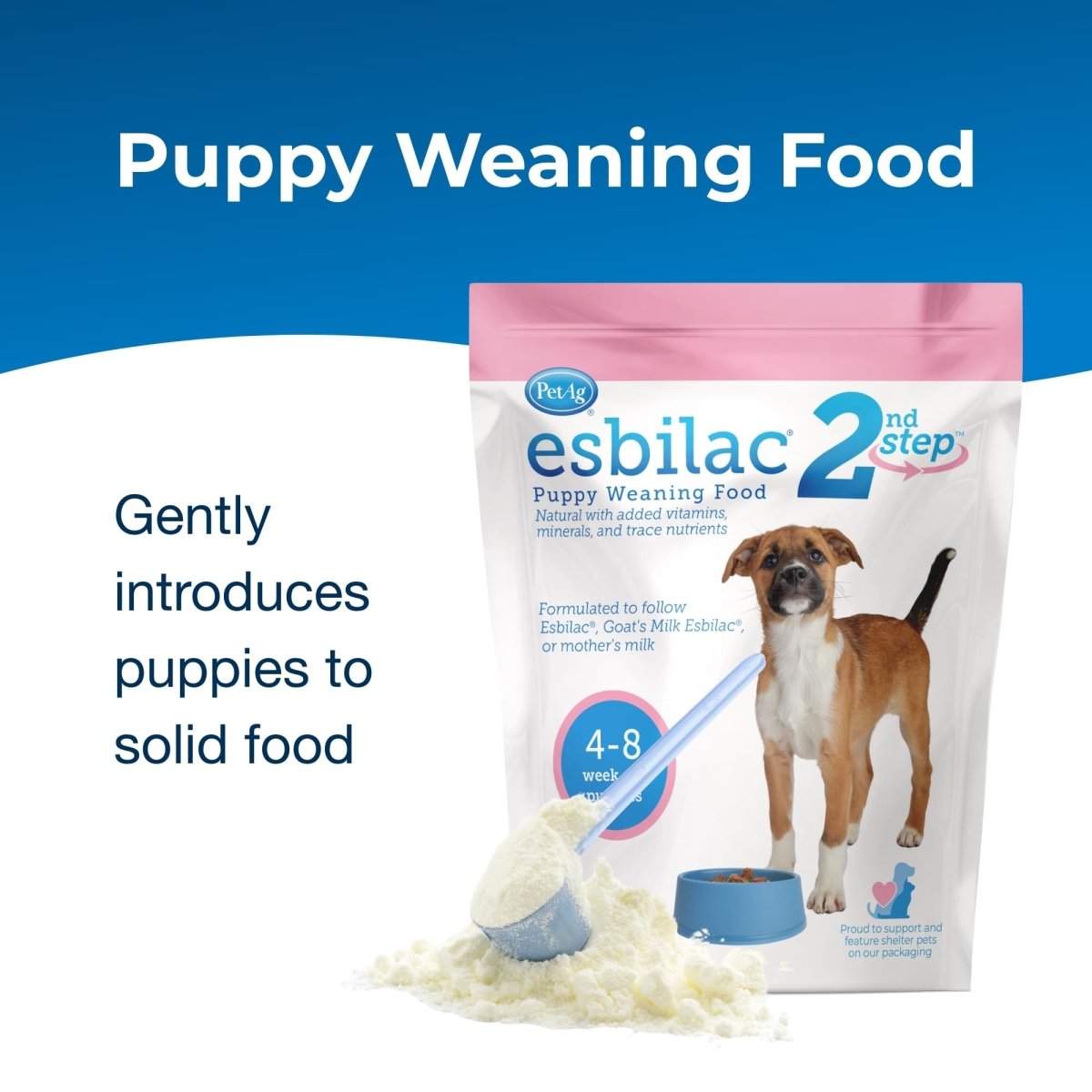 PetAg Esbilac 2nd Step Puppy Weaning Food - With Natural Milk Protein - Vitamins and Minerals for 4 - 8 Week - Old Puppies - 14 oz Powdered Mix