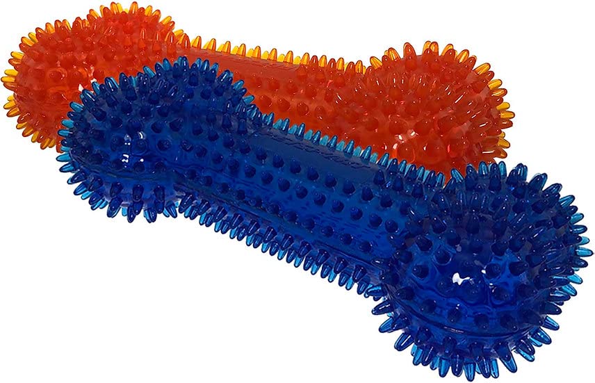 PetSport 6.5" Gorilla Spiky Squeaker Bone Dog Toy - Regular | Vanilla Scented Super Durable TPR Rubber That Floats | Helps Maintain Dental Health for Your Pet, Colors Will Vary