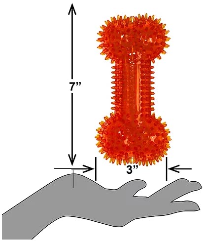 PetSport 6.5" Gorilla Spiky Squeaker Bone Dog Toy - Regular | Vanilla Scented Super Durable TPR Rubber That Floats | Helps Maintain Dental Health for Your Pet, Colors Will Vary