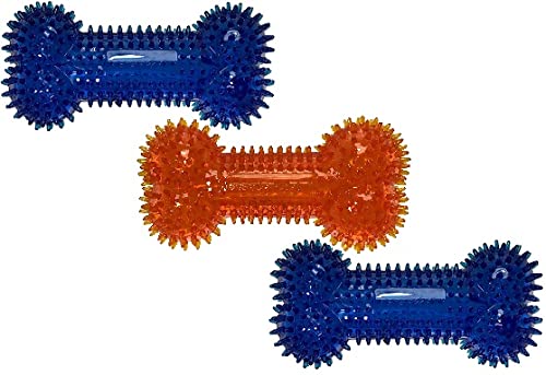 PetSport 7.5" Gorilla Spiky Squeaker Bone Dog Toy (3 Pack) - Large | Vanilla Scented Super Durable TPR Rubber That Floats | Maintain Dental Health for Your Pet, Colors Will Vary