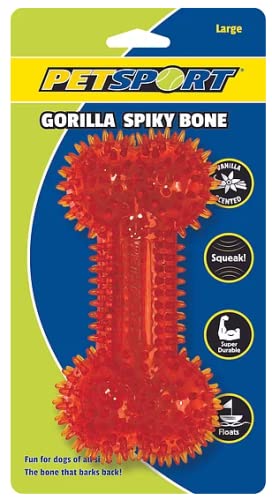 PetSport 7.5" Gorilla Spiky Squeaker Bone Dog Toy (3 Pack) - Large | Vanilla Scented Super Durable TPR Rubber That Floats | Maintain Dental Health for Your Pet, Colors Will Vary