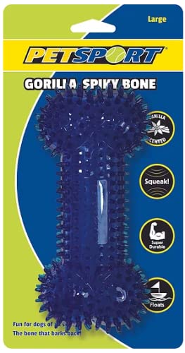 PetSport 7.5" Gorilla Spiky Squeaker Bone Dog Toy (3 Pack) - Large | Vanilla Scented Super Durable TPR Rubber That Floats | Maintain Dental Health for Your Pet, Colors Will Vary