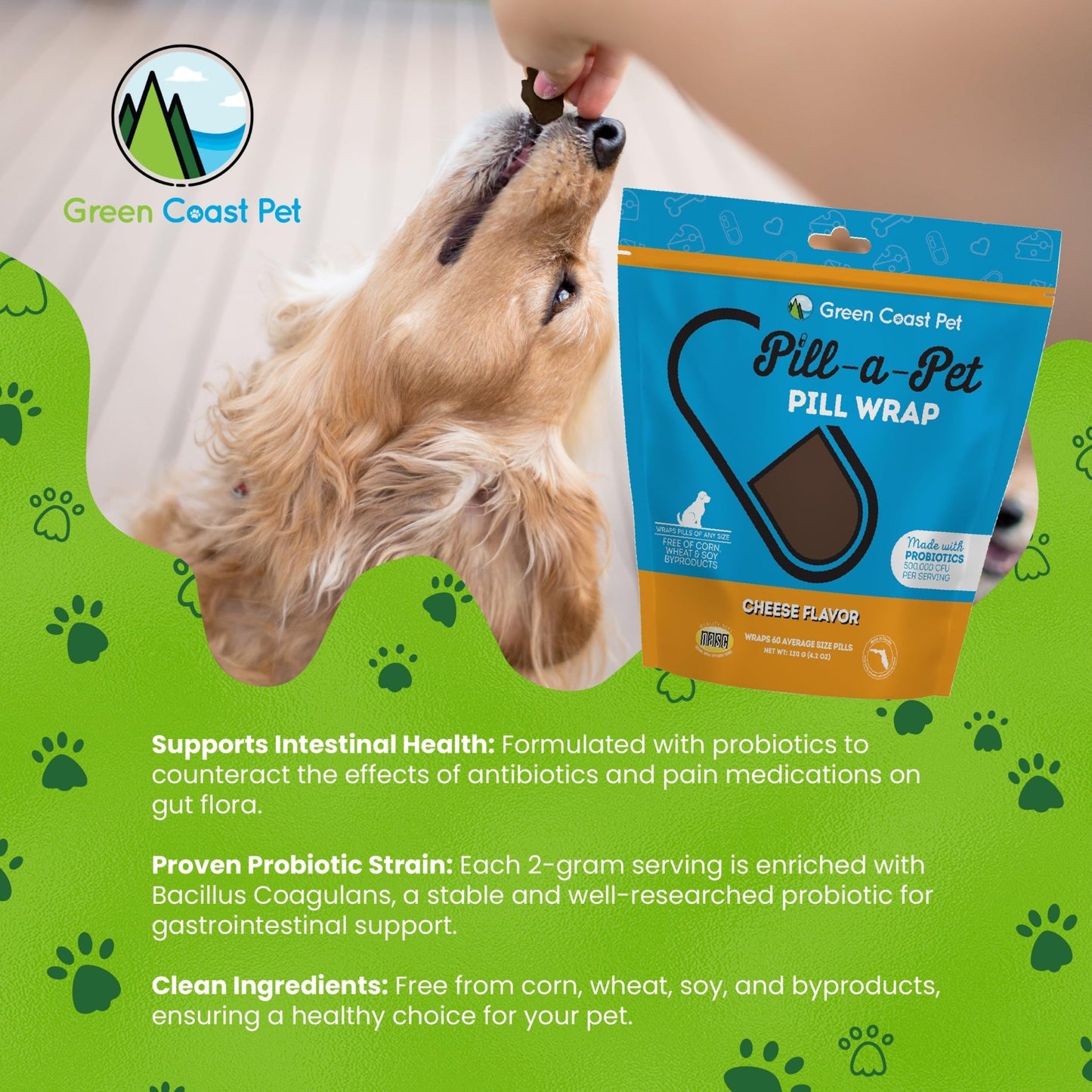 Pill - a - Pet Pill Wrap for Dogs Cheese Flavor | Made in USA | Probiotics | 60 Wraps