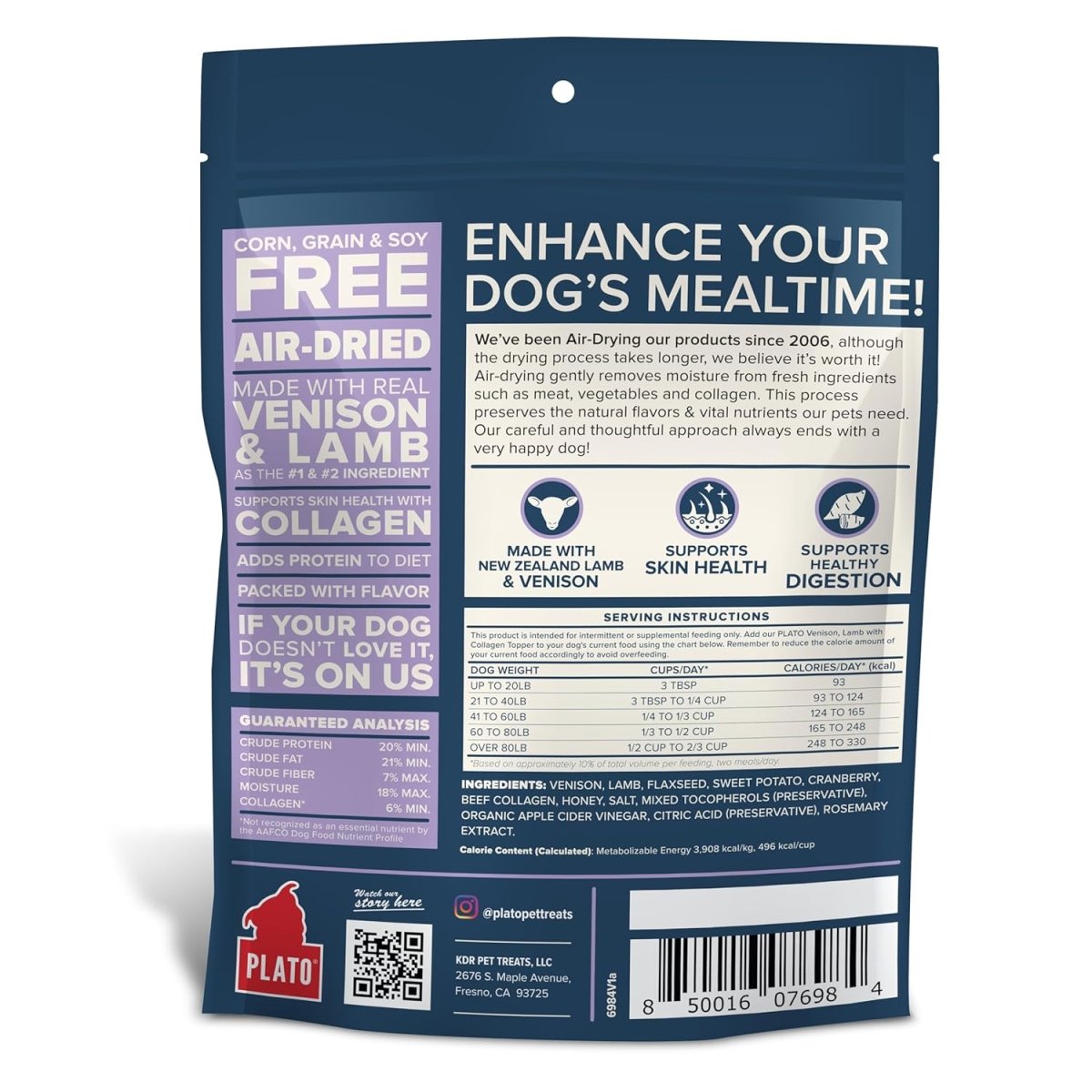 PLATO Food Topper Venison, Lamb and Collagen Recipe 12oz